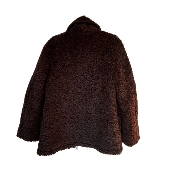 Jason Wu Chocolate Brown Faux Fur Teddy Jacket Womens Zipper Pockets M NWT - Picture 4 of 10